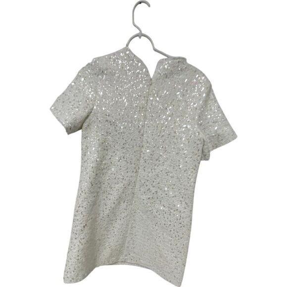 Zara Women Mini Sequin Dress XS White Fringed Short Sleeve 8714/933 NWT - Picture 4 of 12